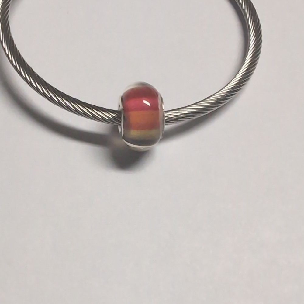 Red‎ Black Yellow Orange Striped Charm for Pandora Style Bracelet